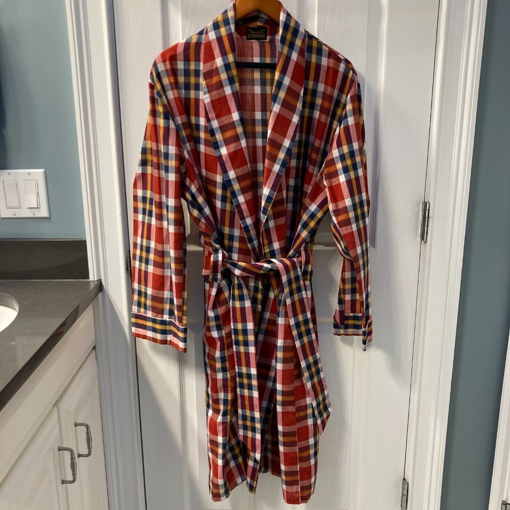 Vintage Sears Red Plaid Perma-Prest Dad Robe Size L 42-44